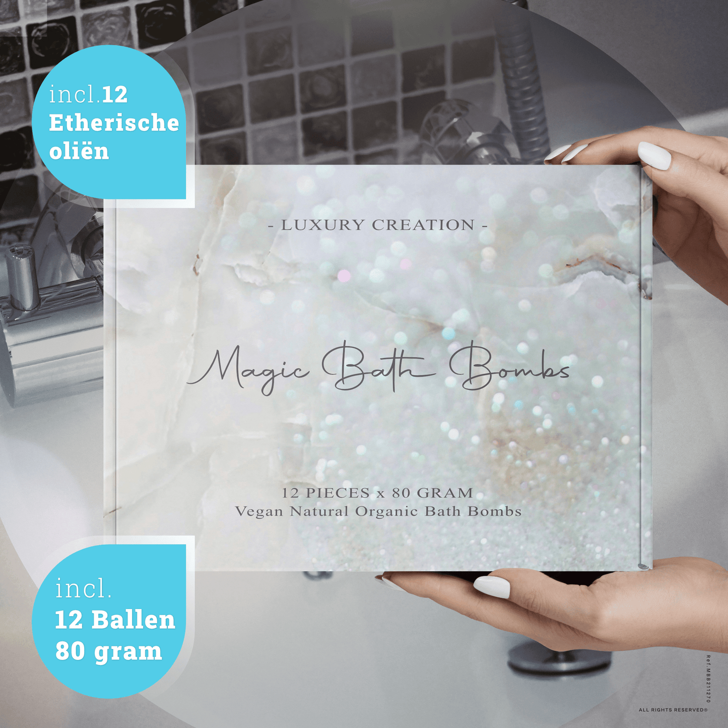 Magic Bath Bombs - Luxury Creation - Vegan Natural Organic 12 pieces