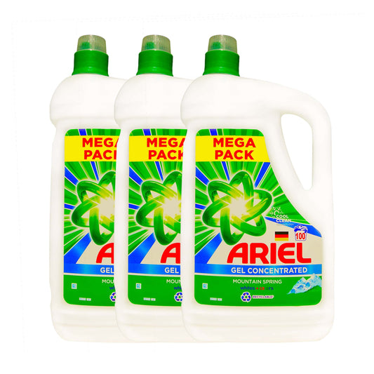 Ariel Gel Concentrated Mountain Spring White + Color - Voordeelverpakking - 3 x 5.050L. - Wasmiddel Voor 300 Wasbeurten