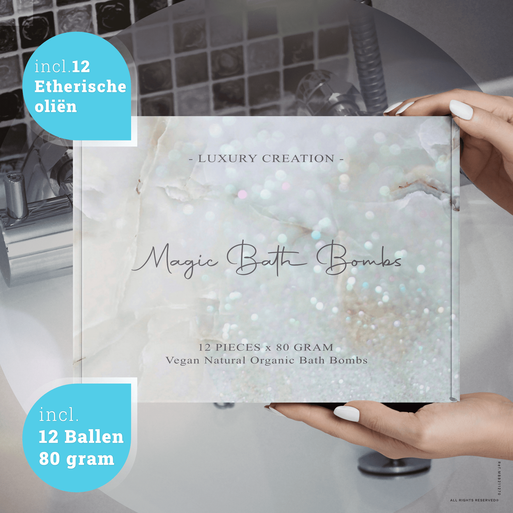 Magic Bath Bombs - Luxury Creation - Vegan Natural Organic 12 pieces